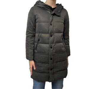 MaxMara Trench Coat Quilted Gray Wool Down Feather Puffer Winter Size 8 Medium